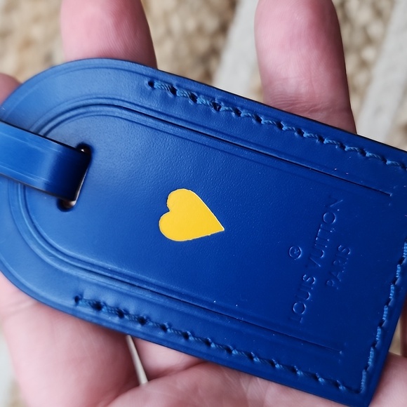 BNEW UNUSED LOUIS VUITTON LV BLUE MONCEAU LUGGAGE TAG with STAMP - Picture 5 of 8